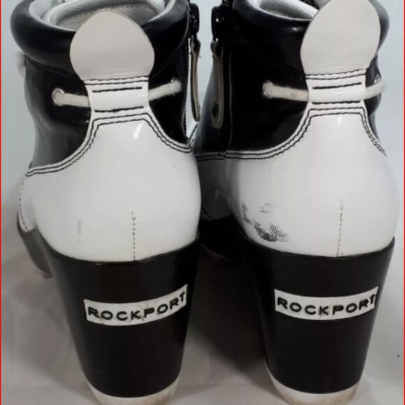 Rockport Ankle Boot Womens Sz 7 Leather White/Black HydroShield Adiprene Adidas - Picture 4 of 4